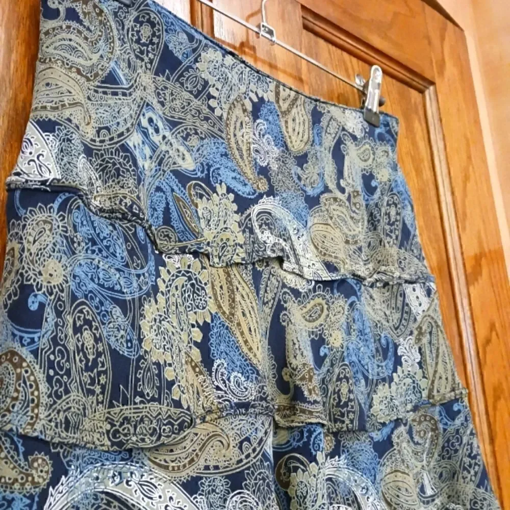Jones New York Silk Paisley Tiered Skirt